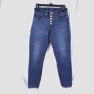 Lucky Brand Mid Rise Ava Button Fly Skinny Jeans 6 / 28 Ankle Length Dark Wash